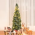 thumbnail image 3 of Gymax 7.5ft Snow Flocked Pencil Christmas Tree Classic Realistic PVC Needles, 3 of 10