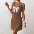 thumbnail image 4 of BOBOGOJP Womens Swimsuit Cover Up 2026 Summer Bathing Suit Cover ups Hollow Out Slit Bikini Cover Up Crochet Beach Dress Coffee for Size S, 4 of 7