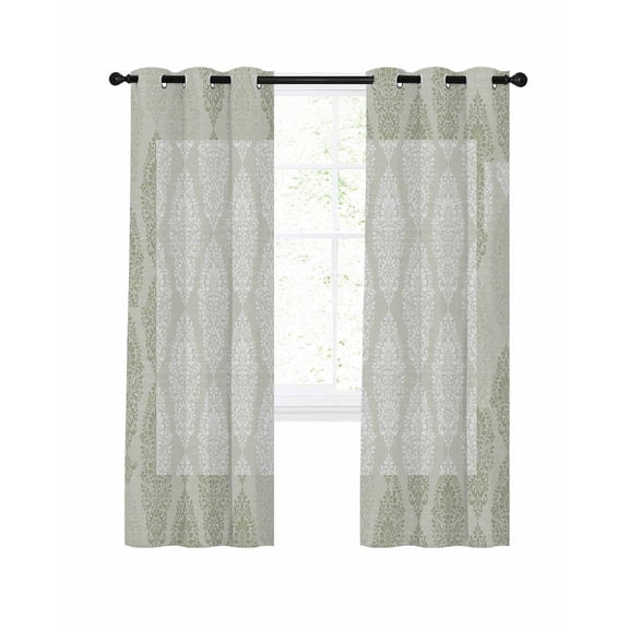 Sage Green Blackout Curtains, Light Blocking Print Window Curtains, Vintage Elegant Abstract Art Thermal Insulated Window Drapes for Living Room Kitchen Cafe 2 Panels, 55"W x 39"L
