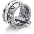 thumbnail image 2 of Anillo de acero inoxidable con números romanos de circonia cúbica para mujeres y niñas, anillos 3 en 1 Spinner 8 JAMW Sencillez, 2 of 5