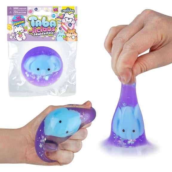 ORB Tabalicious SqweeziPals TABA Squishy Elephant Toy - Cute, Sticky TABA Glitter Orb With Squishy Blue Elephant Inside - Animal Stress Ball Squishies - Kawaii Sensory Fidget Toys for Kids and Adults