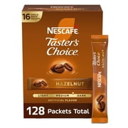 Nescafe Taster's Choice, Hazelnut Flavored Instant Coffee, Medium Dark Roast, 8 Boxes (128 Packets)