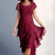 thumbnail image 1 of Puntoco Vestido De Cuello Redondo De Manga Corta De Gasa Empalmado De Color Sólido De Moda De Mujer Burdeos Xxxl,Regalos Para Mujer Joven, 1 of 6