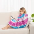 thumbnail image 4 of Pink Blue Tie Dye Spiral Blanket Hoodies for Kids 6-13YR Oversize Wearable Blanket Hoodies for Boys Girls Teens, 4 of 7