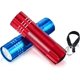 thumbnail image 1 of Mini linterna de bolsillo de 2 piezas, pequeña linterna de mano con cordón para acampar, caminar y actividades al aire libre con baterías y tarjeta de aislamiento (azul, roja) (baterías no incluidas), 1 of 5