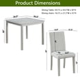 thumbnail image 4 of GZXS 5-Piece Dining Table Set with Crystal Diamond Accent Trim, 34.5" Square Wooden Table and 4 Upholstered Linen Chairs, Modern Dinette Set for Dining/Living Room/Small Apartment, Silver Gray, 4 of 8