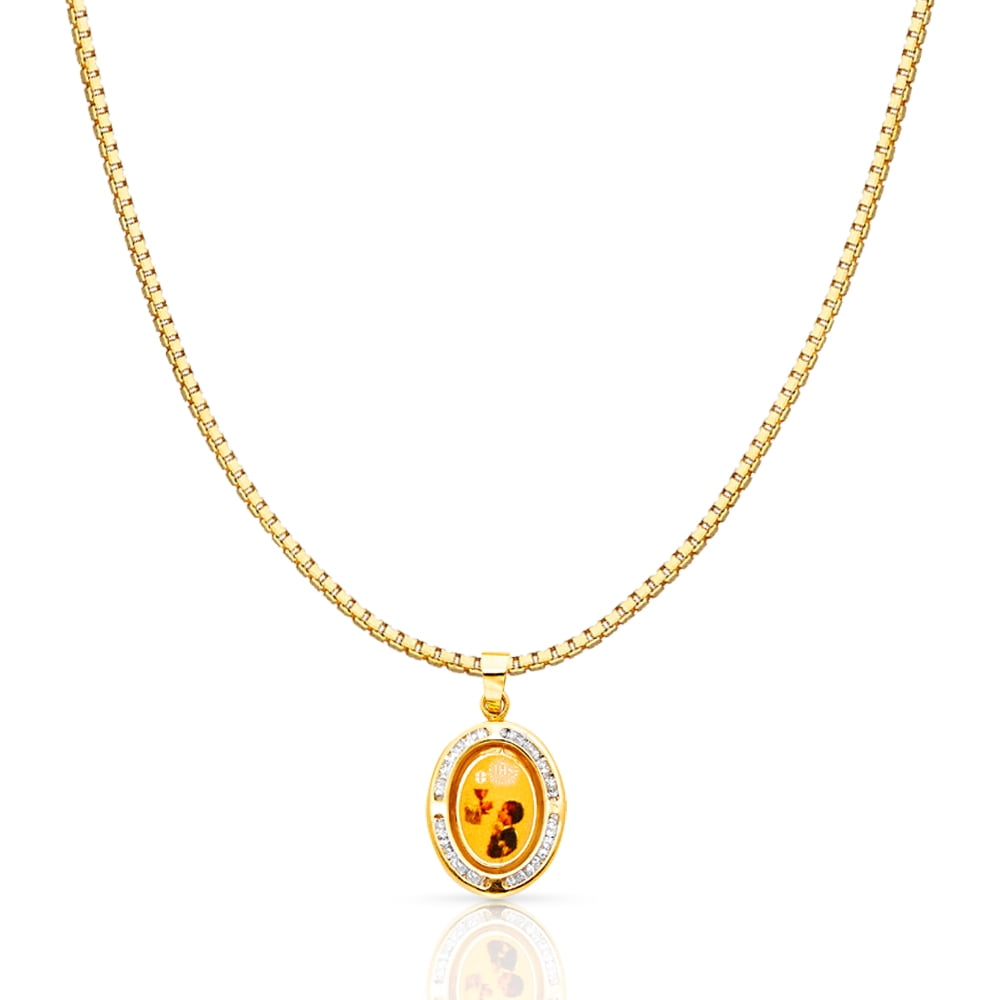 14K Yellow Gold Communion Cubic Zirconia CZ Religious Charm Pendant For Necklace or Chain