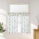 thumbnail image 1 of Cortinas de cocina Jinchan de lino con estampado floral de 45 cm, color verde, 2 paneles, 1 of 9