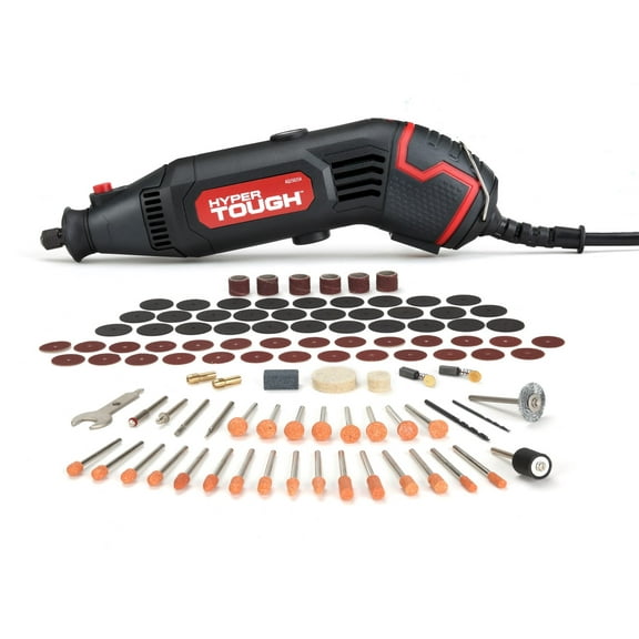 Hyper Tough 1.5 Amp Corded Rotary Tool,  Variable Speed with 105 Rotary Accessories & Storage Case, New Condition, Volts 120