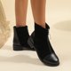 thumbnail image 5 of NECHOLOGY Botas Mujer Adulto Femenino Zapatos Botines de mujer Botas de tobillo de tacón grueso con cremallera frontal y panel de gamuza de cuero retro a la moda para mujer (Black, 7.5), 5 of 6
