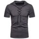 thumbnail image 1 of Ceisia Men's Slim Fit Short Sleeve Hooded Top Ribbed Texture Lace-Up Design Spring Summer Shirt Gift, 1 of 7