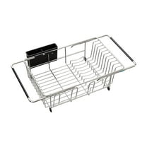 Large Expandable Dish Drying Rack with Removable Utensil Silverware Holder,Deep Large Dish Rack Over The Sink in Sink ,Dish Drainers Stainless Steel