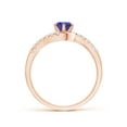 thumbnail image 2 of ANGARA Natural Prong-Set Tanzanite Bypass Ring with Diamond Accents in 14K Rose Gold for Women (Size-5mm) | December Birthstone, Birthday, Anniversary, Jewelry Gift for Women | Natural Tanzanite Ring, 2 of 9