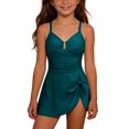 thumbnail image 5 of yoeyez Teen Girls Swimsuits Criss Cross One Piece Bathing Suits Push Up Tummy Control Swimwear Front U-Wire Tie Knot 2026 Swim Dress, 5 of 7
