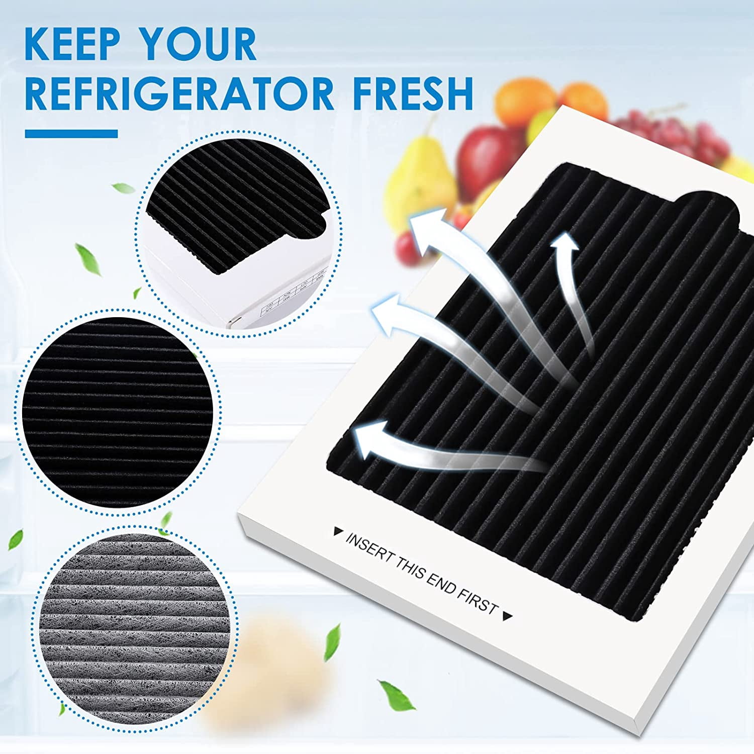 Pure Air Ultra Refrigerator Air Filter with Carbon Technology to Absorb Food Odors Compatible with Frigi-daire PAULTRA , 6.5" x 4.75",Pack of 9 PCS