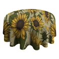 thumbnail image 4 of Yellow Green Leaf Sunflower Pattern Round Tablecloth 60"x60",Wrinkle Wipeable Table Cloth for Kitchen Dining Room Picnic Patio Party, 4 of 6
