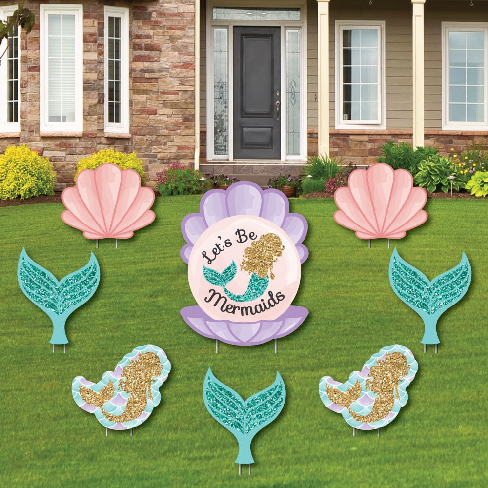 Let's Be Mermaids Yard Sign & Outdoor Lawn Decorations Baby Shower