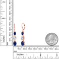 thumbnail image 6 of Gem Stone King 18K Rose Gold Plated Silver Blue Created Sapphire 3 Stone Dangle Earrings for Women (6.40 Cttw, Gemstone September Birthstone, Oval 8X6MM, 7X5MM and 6X4MM), 6 of 6