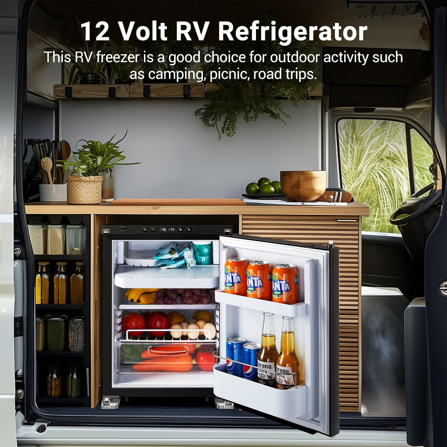 Aobosi Upgraded 12 Volt Car Refrigerator, 50L(1.76cu.ft) RV Fridge and Freezer, RV Refrigerator APP Control with Lock, (-4℉-46℉) Fridge Freezer 12/24V DC for Truck, RV, Camping, Travel