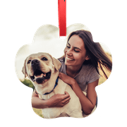 Customizable Photo Ornament, Metal Paw Shape (Double Sided)