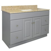 Design House 585927 Wyndham 2-Door 4-Drawer Vanity with Granite 4 in. Centerset Golden Sand Top, Unassembled, 49x22, Gray