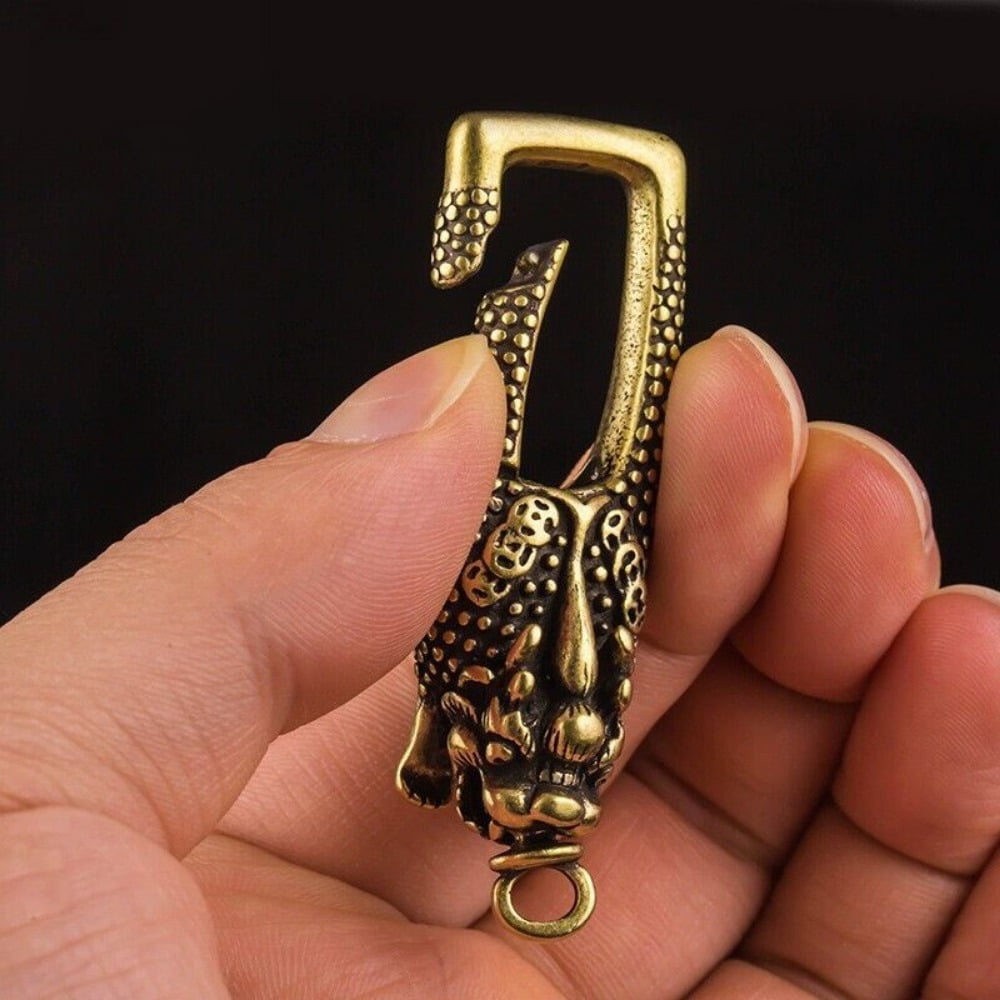 Brass Pure Beast Pixiu Keychain Key Ring Hanging Ornament Miniature Craft