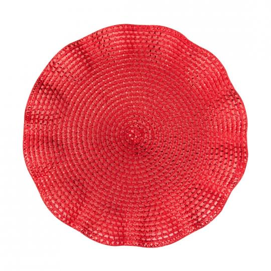 5PK Round Ruffled Placemats Red(2/pack)