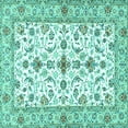 thumbnail image 1 of Ahgly Company Machine Washable Indoor Square Persian Turquoise Blue Traditional Area Rugs, 6' Square, 1 of 4