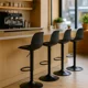 thumbnail image 5 of Sillas para Bar y Barra de Cocina con Respaldo y Reposapies de Altura Ajustable Banco Taburete Giratorio con Asiento Acolchado de Diseño Moderno Set 2 Piezas Full Black, 5 of 5