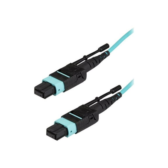 StarTech.com MTP Fiber Optic Cable - 15 ft / 5m - OM3 - 40Gb - Push / Pull Tab - Plenum - MPO / MTP Connector - Fiber Patch Cable (MPO12PL5M) - Network cable - MTP/MPO multi-mode (F) push/pull to MTP/MPO multi-mode (F) push/pull - 5 m - fiber optic - 50 / 125 micron - OM3 - plenum - aqua