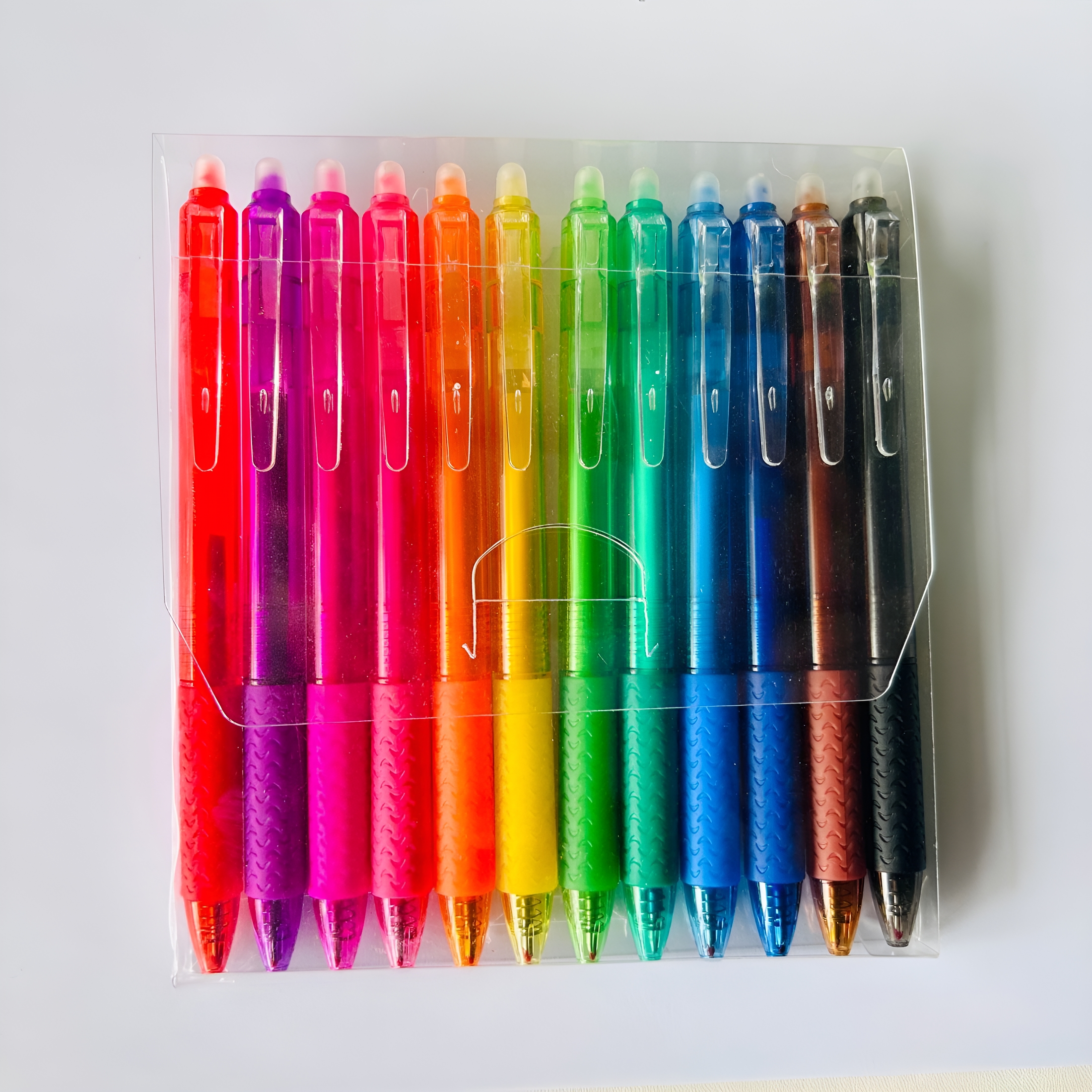 CCOCC 12-Color Refillable Retractable Erasable Gel Pens Fine Point 0.7Mm with Built-In Erasers,No Bleed Quick-Dry Ink for Smooth Writing Journaling Art Office Supplies Pack of 12