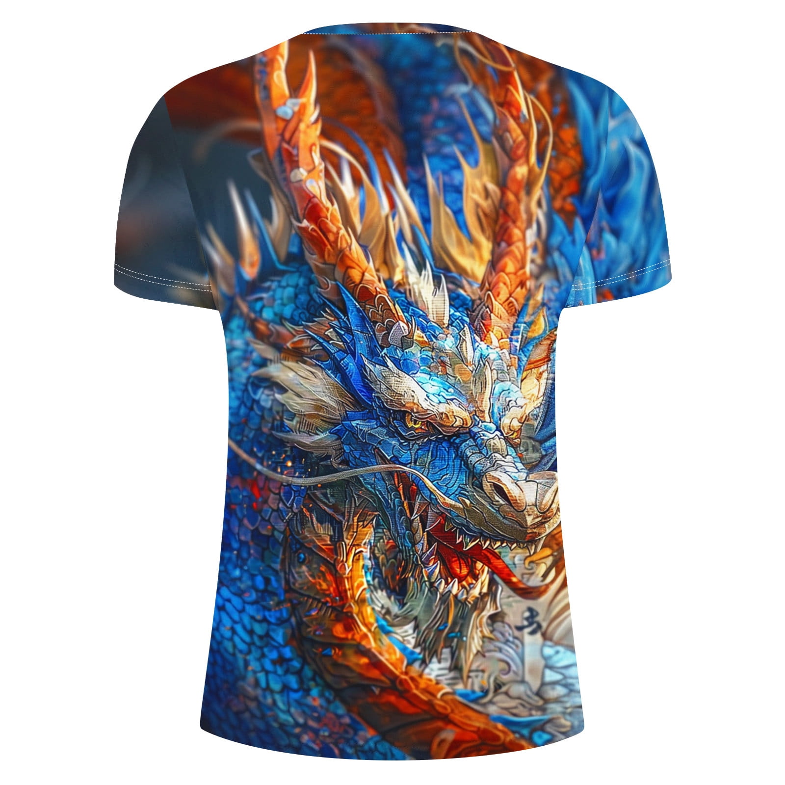 Yaoyar Patriot Summer Fashion Casual Men's Round Neck dragon