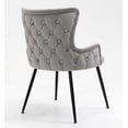 thumbnail image 4 of Set of 6 Wingback Upholstered Dining Chairs with Metal Legs, Velvet Fabric Side Dining Room Chairs with Tufted Button, Living Room Chairs Home Kitchen Dining Room (Grey + Black Leg), 4 of 8