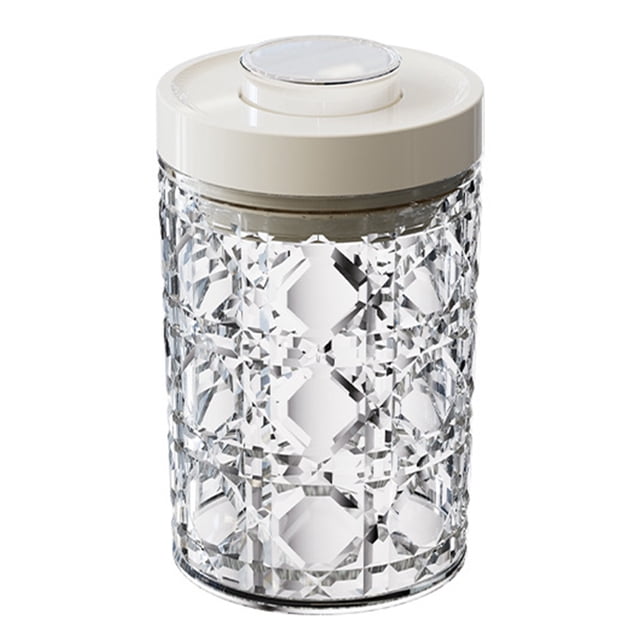 Tarro hermético vintage de plástico transparente con tapa abatible, apilable, con apertura de un botón, organizador de cocina para cereales, harina de arroz, pasta y aperitivos.