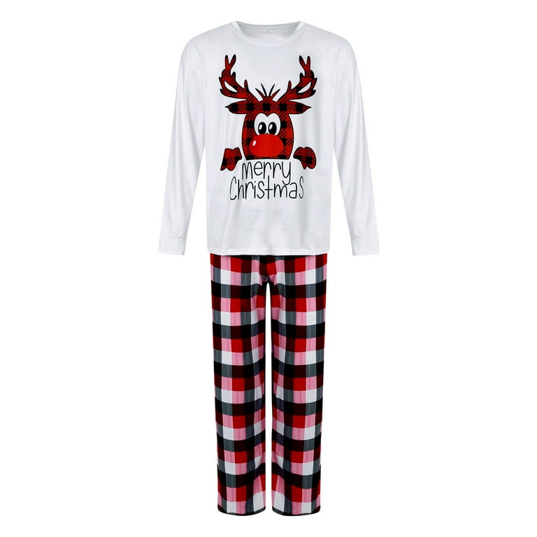 Family Matching Christmas Pajamas Set Reindeer Print T Shirt