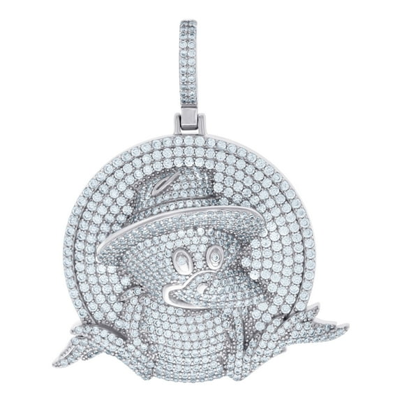 925 Sterling Silver Mens Cubic Zirconia Fashion Charm Pendant 52.4x43mm Wide Necklace for Men