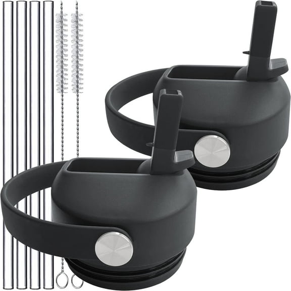 2 Packs Straw Lid for Yeti Rambler Water Bottle 12 oz, 18 oz, 26 oz, 36 oz, 64 oz, Replacement Straw Cap Rubber Coated Bite Valve with Flexible Handle for Yeti 12 18 26 36 64 oz Rambler Water Bottle