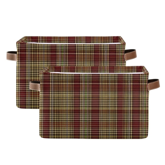 Ryvnso Retro Checkered-a5 Storage Basket Large Bin Foldable Boxes Toys Organizer 14.2x10.2x8.3in 2 PCs