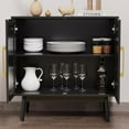 thumbnail image 4 of LYNSOM Sideboard Buffet Cabinet with Storage, Kitchen Buffet Storage, Black Rattan Cabinet with Doors for Hallway, Entry, Living Room, 4 of 16