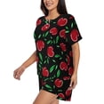 thumbnail image 2 of Picia Cherry Pajamas Sets for Women Soft Short-Sleeved Pjs with Lounge Shorts Two Piece Sleepwear-3X-Large, 2 of 9