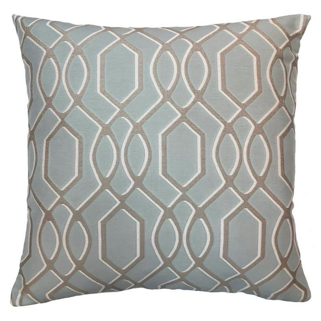 Frances Feather and Down Throw Pillow In Sea Jacquard Fabric