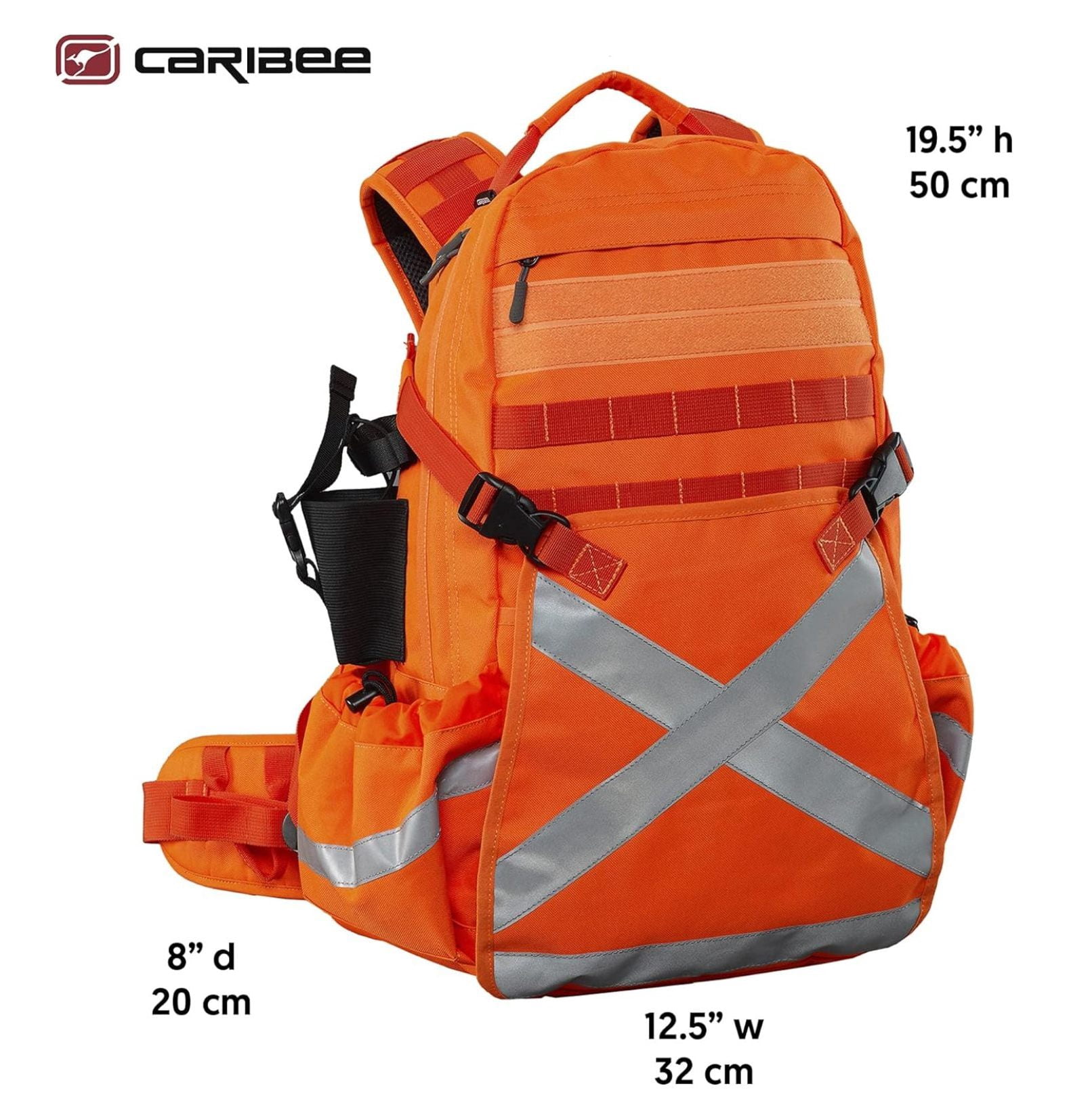 Mineral King Hi Vis Backpack - Orange Reflective Backpack with Adjustable Hard Hat Holder, Bottle Holders and Hydration Resevoir Compartment