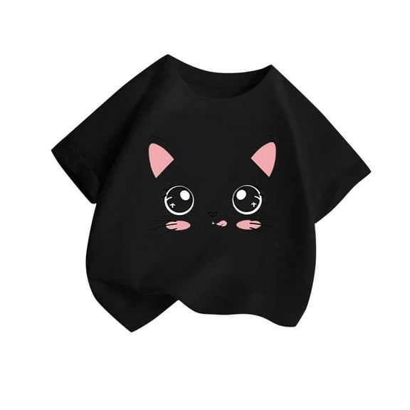 ZACPNCV Girls Tops Short Sleeve Animals Graphic Tees Summer T Shirts Crewneck Shirts Tees Black 8-10 Years