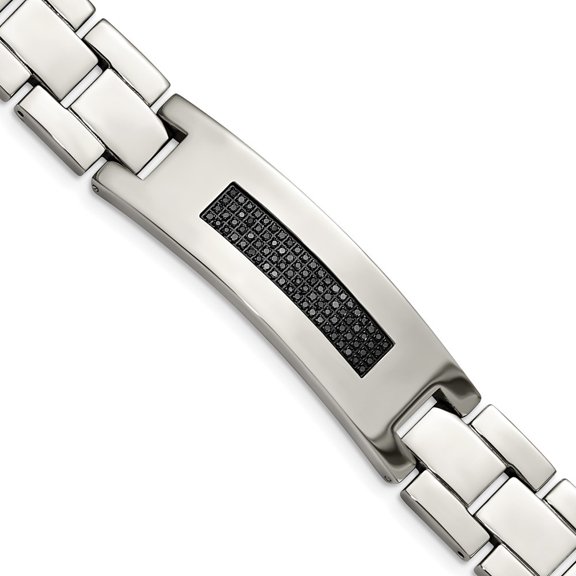 Auriga Fine Jewelry Stainless Steel Polished with 1/2 carat Diamond 8.25 inch Men's Bracelet