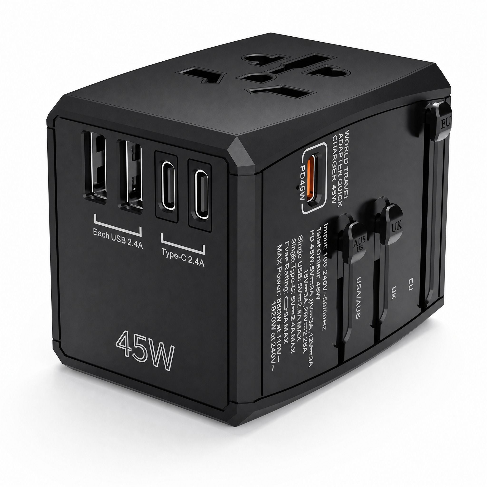 Epicka, Universal Travel Adapter, 8A fuse, 200+ countries