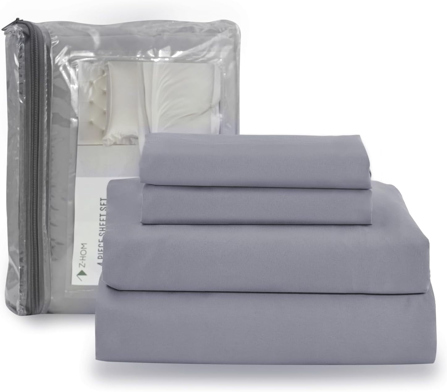 Z-hom King Size Cooling Sheet Set - Deep Pocket Up To 16", Grey, 4-Piece