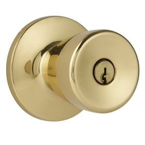 Hyper Tough Keyed Entry Tulip Style Doorknob, Polished Brass Finish