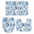 thumbnail image 2 of Abstract Trees Bathroom Rugs Set Modernism Blue Plant Watercolor Non Slip Absorbent Soft Bath Mats 3 Piece Set with Bathroom Rug, U-Shaped Floor Mat, Toilet Seat Cover Small Size, 2 of 9