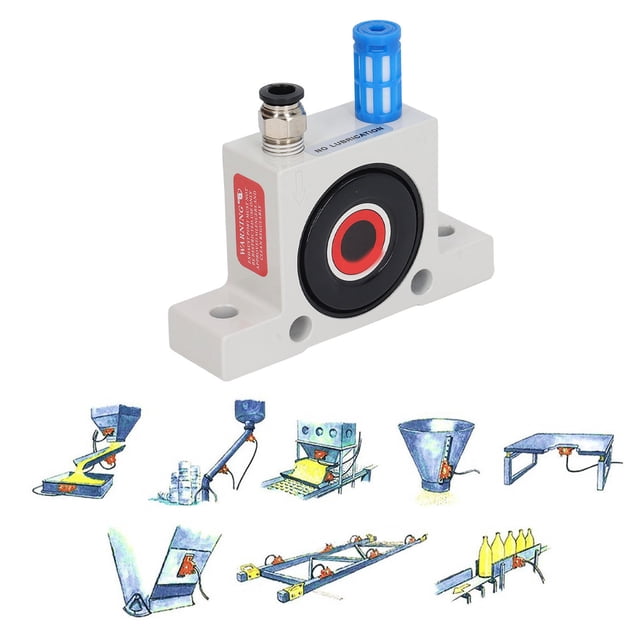 Pneumatic Vibrator, High Accuracy Pneumatic Air Turbine Vibrator Safe Low Noise High Speed Eccentric Copper Counterweight with Silencer Connector for Screening