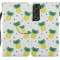 thumbnail image 1 of SaniMore for Samsung Galaxy S23 Plus Case, Anti-Fall Shock Protection Magnetic Wallet Cover for Samsung S23 Plus with Hand Strap [Card Holder & Kickstand] PU Leather Painted Pattern, Pineapple, 1 of 6